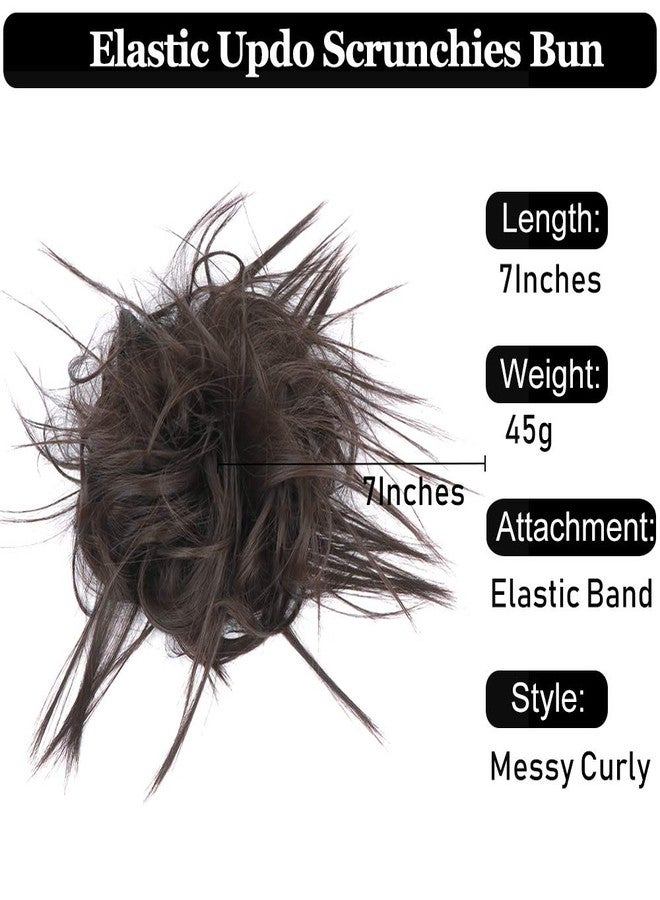 HMD Tousled Updo Messy Bun Hair Piece Hair Extension Ponytail With Elastic Rubber Band Updo Extensions Hairpiece Synthetic Hair Extensions Scrunchies Ponytail Hairpieces for Women(Dark Brown) - Image 2