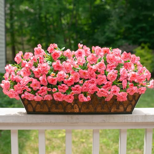 HyeFlora Artificial Faux Outdoor Flowers Plants for Spring Summer Decoration Fake Silk Camellia UV Resistant Look Real for Planter Outside Front Door Porch Patio Balcony 3 Large Bundles - Image 3