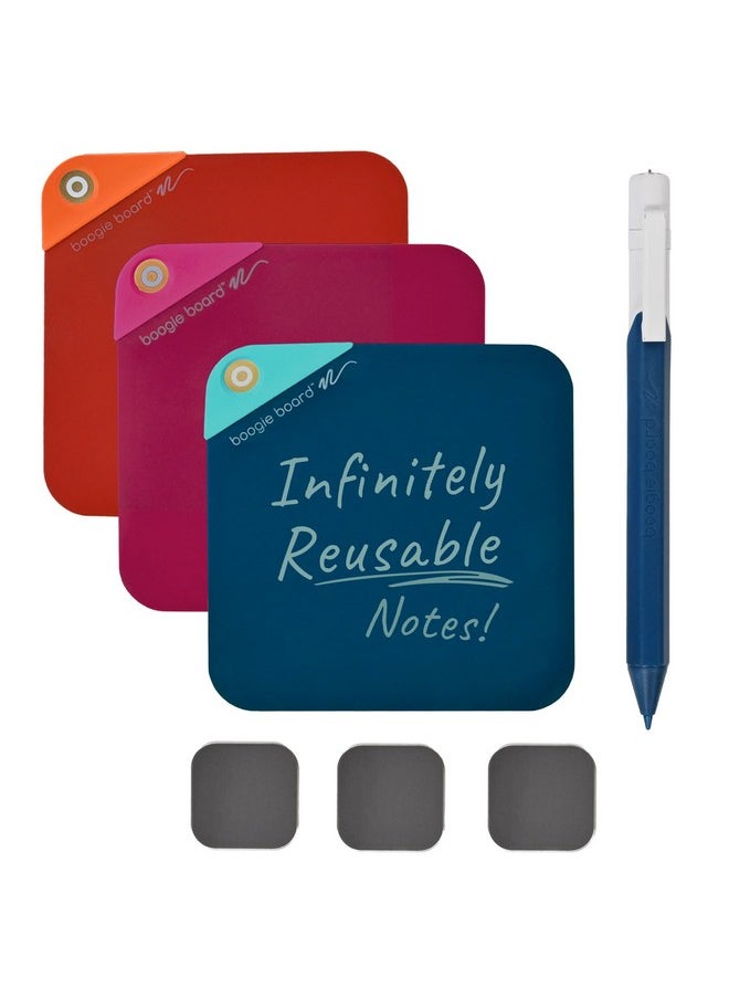 بوغي بورد مجموعة أدوات بدء تشغيل VersaNotes من Boogie Board، عبوة من 3 قطع قابلة لإعادة الاستخدام، مقاس 4×4، قابلة للمسح الجاف وبديلة للملاحظات اللاصقة للمنزل والمكتب، تتضمن 3 VersaNotes، وألواح تثبيت مغناطيسية، ومسح فوري، وقلم VersaPen  - Image 1
