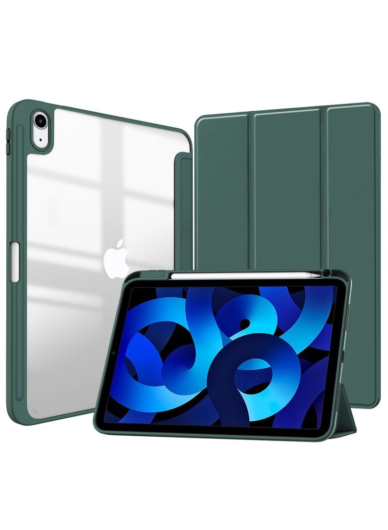 general Cover Case Tri-Fold Smart Tablet Case Compatible with iPad air13-2024 ,with Pencil Holder, Clear Transparent Back Shell Slim Stand Shockproof TPU Cover, Auto Wake/Sleep Protective Cover - Image 1