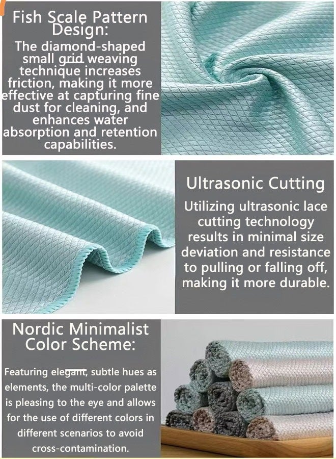 قماش تنظيف متعدد الاستخدامات بنمط حراشف السمك، شديد الامتصاص لا يترك آثارا، ناعم ولطيف لا يضر بالأسطح، متين ولا يتساقط منه شعر، مناسب بشكل واسع لتنظيف نوافذ السيارات، ومسح الأجهزة المنزلية، وتنظيف الأطباق، والعناية بالساعات، وما إلى ذلك. - Image 3