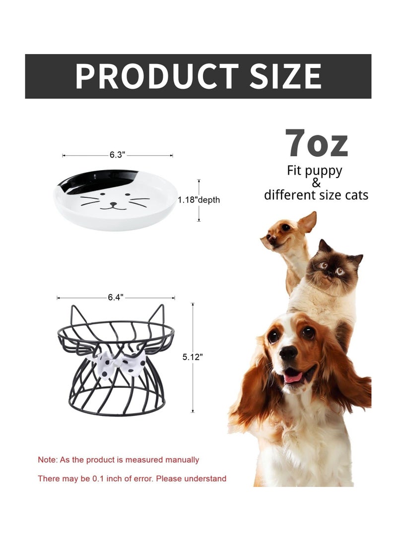 Elevated Cat Food and Water Bowl with Non Slip Metal Stand Dishwasher Safe Ceramic Design for Cats and Small Dogs Black - Image 3