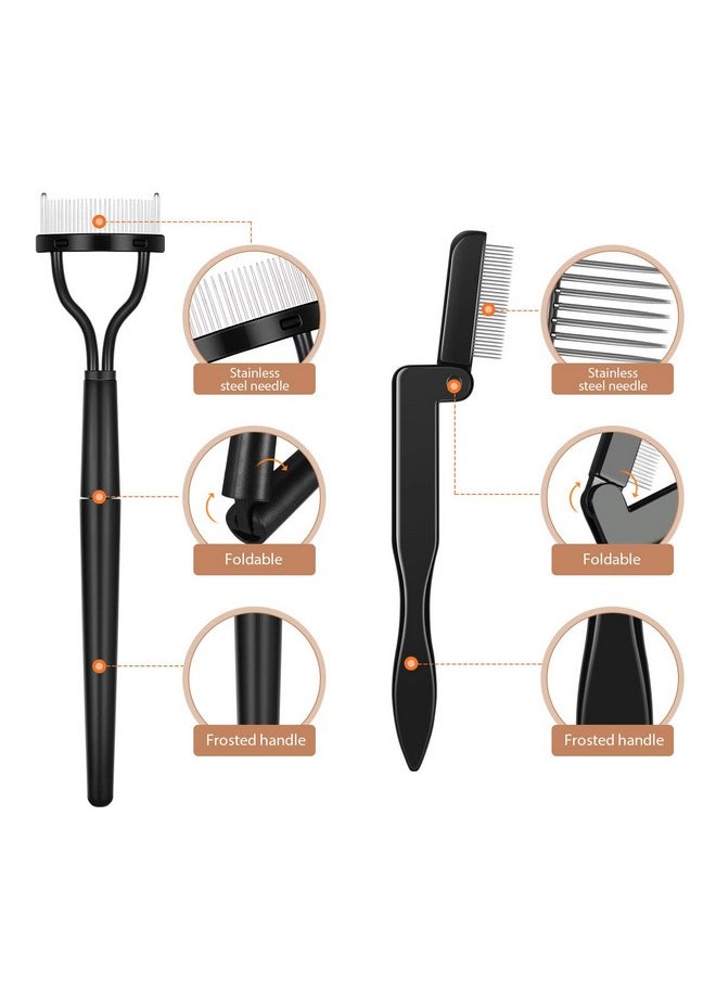 BOAO - Folding Eyebrow Comb Eyelash Separator Eyebrow Eyelash Grooming Brush for Making Up Supplies (Style A, 4 Pieces) - Image 1