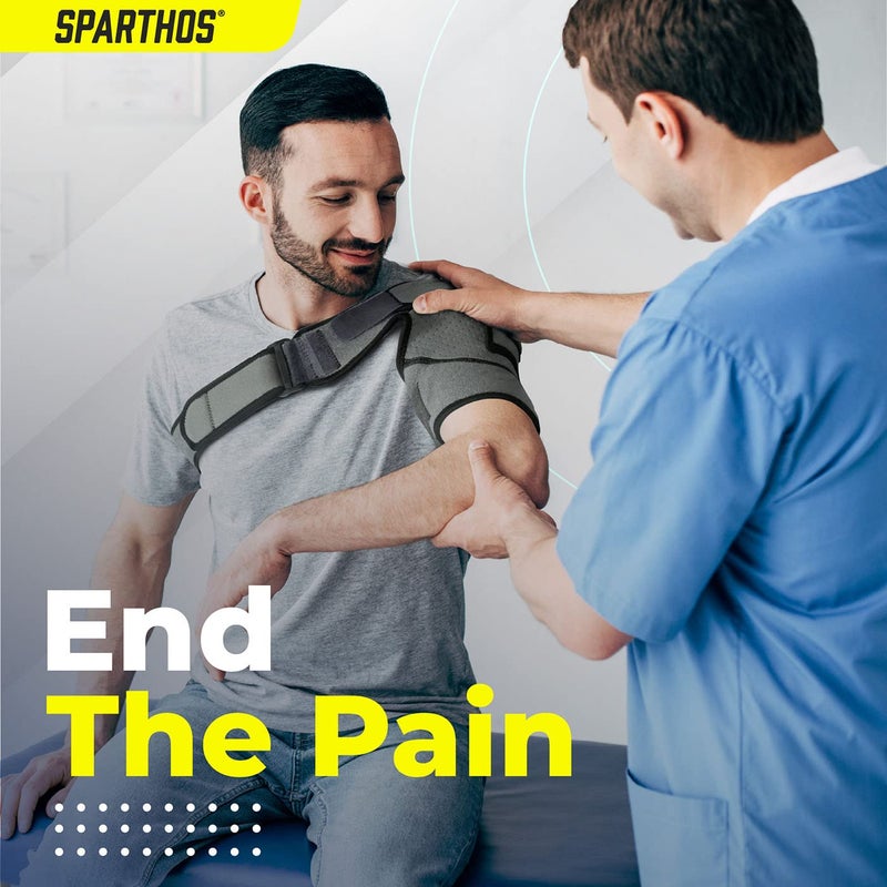 Sparthos Shoulder Brace - Adjustable Support Sleeve for Torn Rotator Cuff, AC Joint Relief, Shoulder Stability & Compression - Fits Bicep 10-14 in, Left or Right, Men & Women - Measure Before Purchase - Image 2