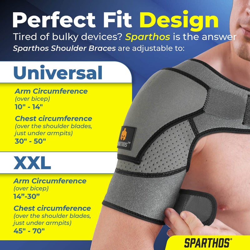 Sparthos Shoulder Brace - Adjustable Support Sleeve for Torn Rotator Cuff, AC Joint Relief, Shoulder Stability & Compression - Fits Bicep 10-14 in, Left or Right, Men & Women - Measure Before Purchase - Image 4
