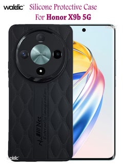 Waldic Honor X9b 5G Stylish Silicone Case Cover With Magnetic Hand holder For Honor X9b 5G - Black 