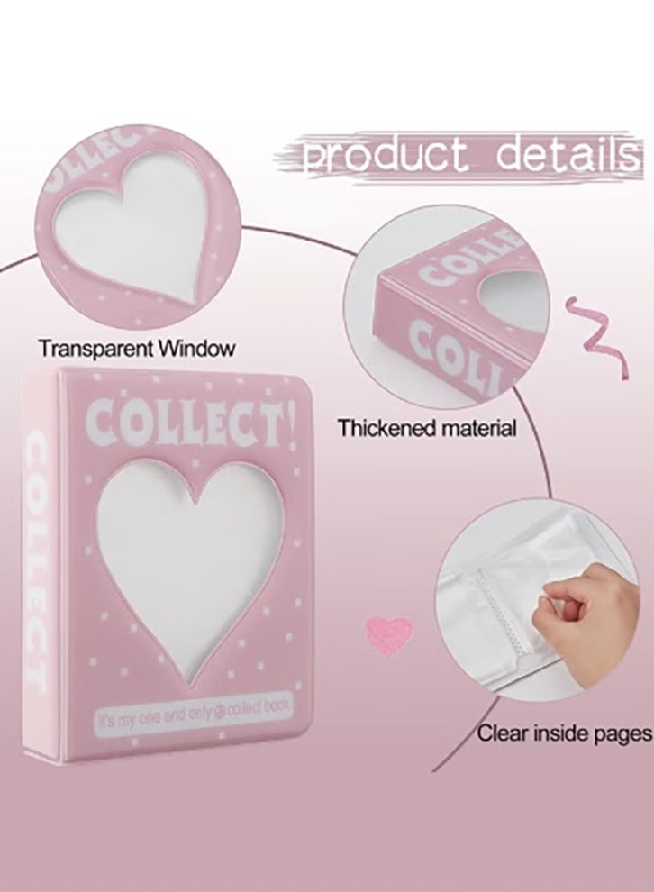 Bukela 3 Inch Mini Kpop Photo Album with 128 Pockets, Heart Hollow Design, Super Kawaii Photocard Holder Binder for Business Card DIY Collection (Pink)  - Image 3