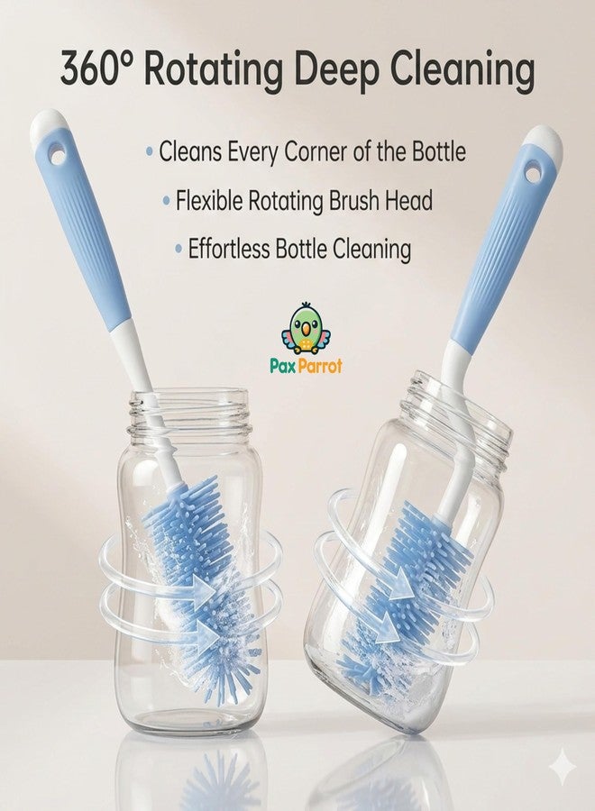 Pax Parrot Silicone Baby Bottle Cleaning Brush |360° rotatable Handle, BPA-Free Soft bristles – Perfect for Cleaning Bottles, Nipples & Pacifiers Safely (Dark Blue) - Image 5