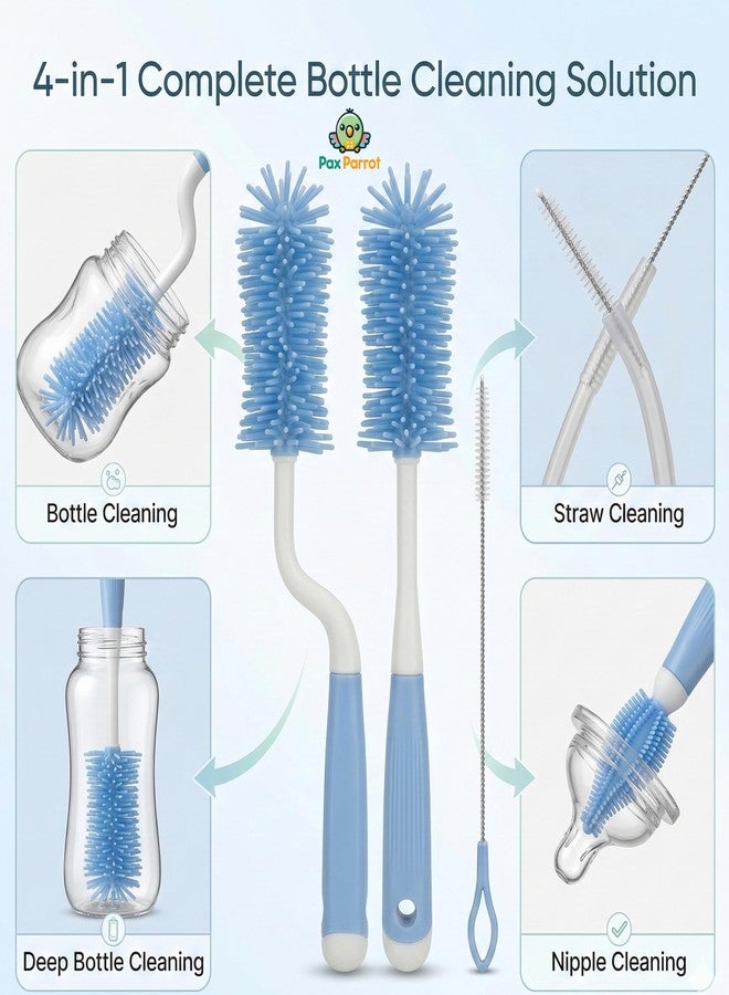 Pax Parrot Silicone Baby Bottle Cleaning Brush |360° rotatable Handle, BPA-Free Soft bristles – Perfect for Cleaning Bottles, Nipples & Pacifiers Safely (Dark Blue) - Image 3