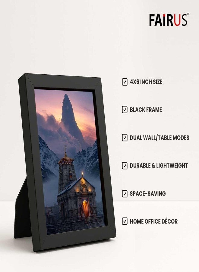 Fairus إطار صور معبد كيدارناث فيروس مع صورة ظلية للإله شيفا على السحابة، مقاس 4×6 - إطار صور روحاني للإله ماهاديف للمنزل، والمعبد، وغرفة التأمل، والمكتب - لوحة جدارية للإله الهندوسي بإطار أسود - Image 3