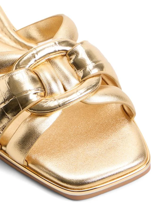 Aldo  Yesenia Ladies Gold Flat Sandals for Women | Best Price UAE