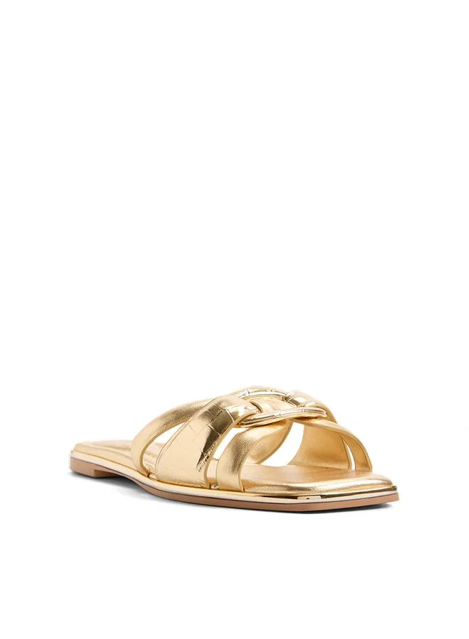 Aldo  Yesenia Ladies Gold Flat Sandals for Women | Best Price UAE