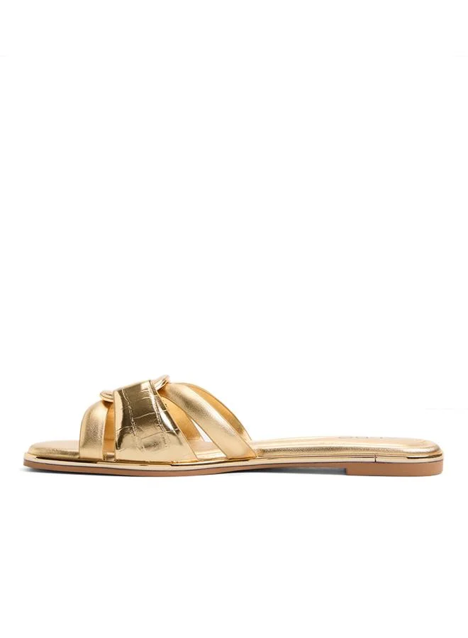 Aldo  Yesenia Ladies Gold Flat Sandals for Women | Best Price UAE