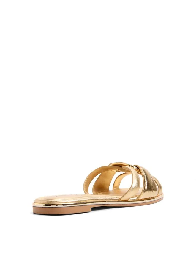 Aldo  Yesenia Ladies Gold Flat Sandals for Women | Best Price UAE