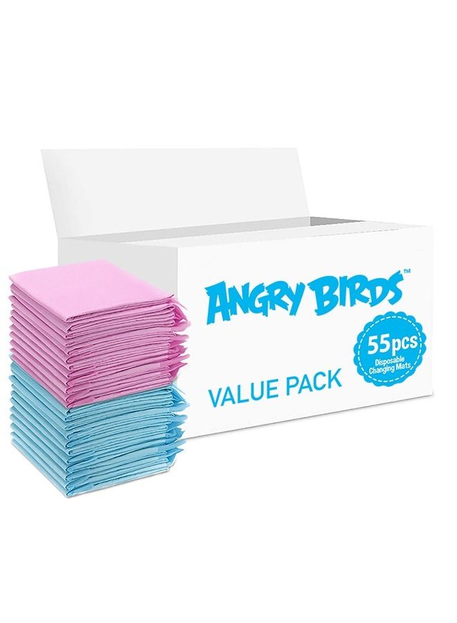 Angry Bird حصائر تغيير قابلة للتخلص منها، 55 قطعة، حصيرة ناعمة مقاومة للماء، حصيرة تغيير محمولة مقاومة للتسرب، وسادة تحتية مقاومة للتسرب للأمهات الجدد، وسادة حماية لطاولة المراتب - Image 1