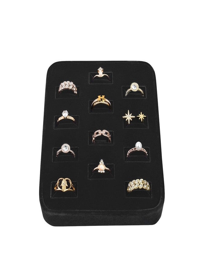 MOOCA 12 Slots Ring Tray Display, Slotted Ring Showcase Display Jewelry Organizer Stand, Jewelry Holder for Showcase for Home Trade Show, Black Velvet - Image 5