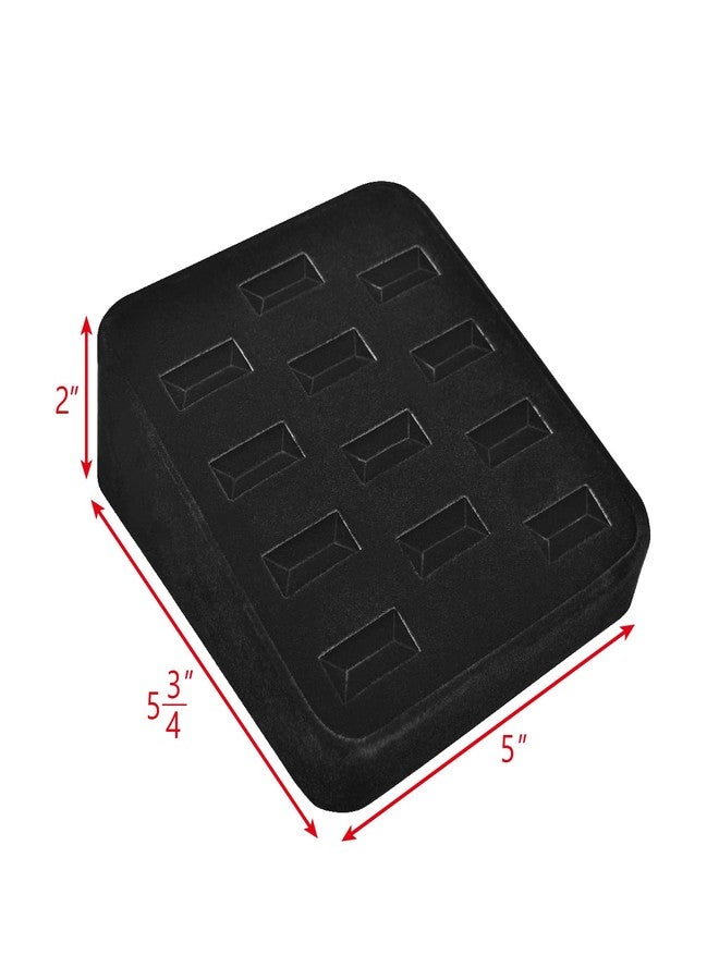 MOOCA 12 Slots Ring Tray Display, Slotted Ring Showcase Display Jewelry Organizer Stand, Jewelry Holder for Showcase for Home Trade Show, Black Velvet - Image 2