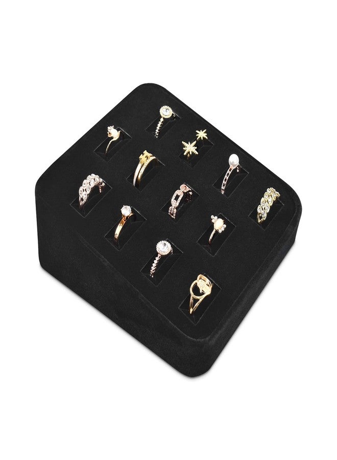MOOCA 12 Slots Ring Tray Display, Slotted Ring Showcase Display Jewelry Organizer Stand, Jewelry Holder for Showcase for Home Trade Show, Black Velvet - Image 1