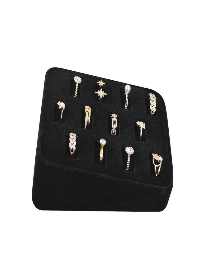 MOOCA 12 Slots Ring Tray Display, Slotted Ring Showcase Display Jewelry Organizer Stand, Jewelry Holder for Showcase for Home Trade Show, Black Velvet - Image 3