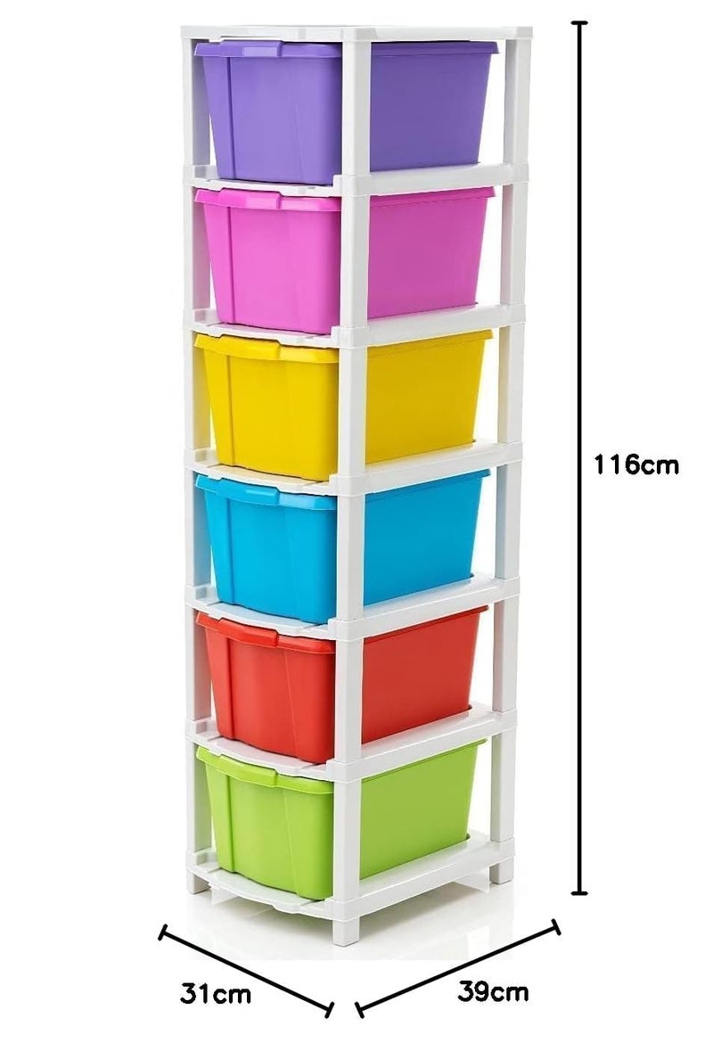 AVZEEGO 6XL Plastic Modular Drawer System for Home, Office, Hospital, Parlor, School, Doctors, Home and Kids, Product Dimension When assembeled (31cmx39cmx116 cm) (MULTI, 6XL) - Image 2