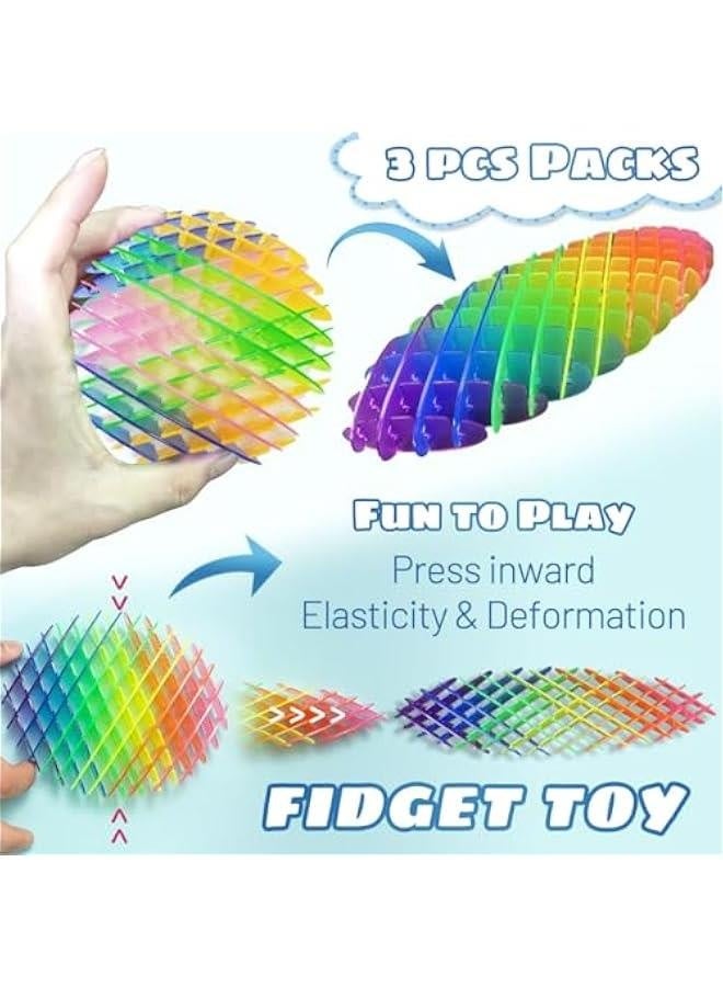 Mini Fidget Toys 3 PCS-Fidget Worm Toy,Stress Relief Fidget Toys for KidsAdults,Elastic Mesh Toys,Sensory Slug Fidget Toy,Resistance Fidget Toys,Anxiety Relief Toys (3 Colors Packing) Small Size - Image 2