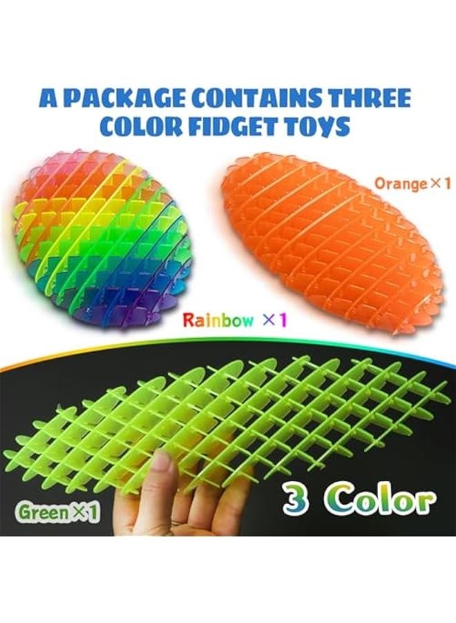 Mini Fidget Toys 3 PCS-Fidget Worm Toy,Stress Relief Fidget Toys for KidsAdults,Elastic Mesh Toys,Sensory Slug Fidget Toy,Resistance Fidget Toys,Anxiety Relief Toys (3 Colors Packing) Small Size - Image 3