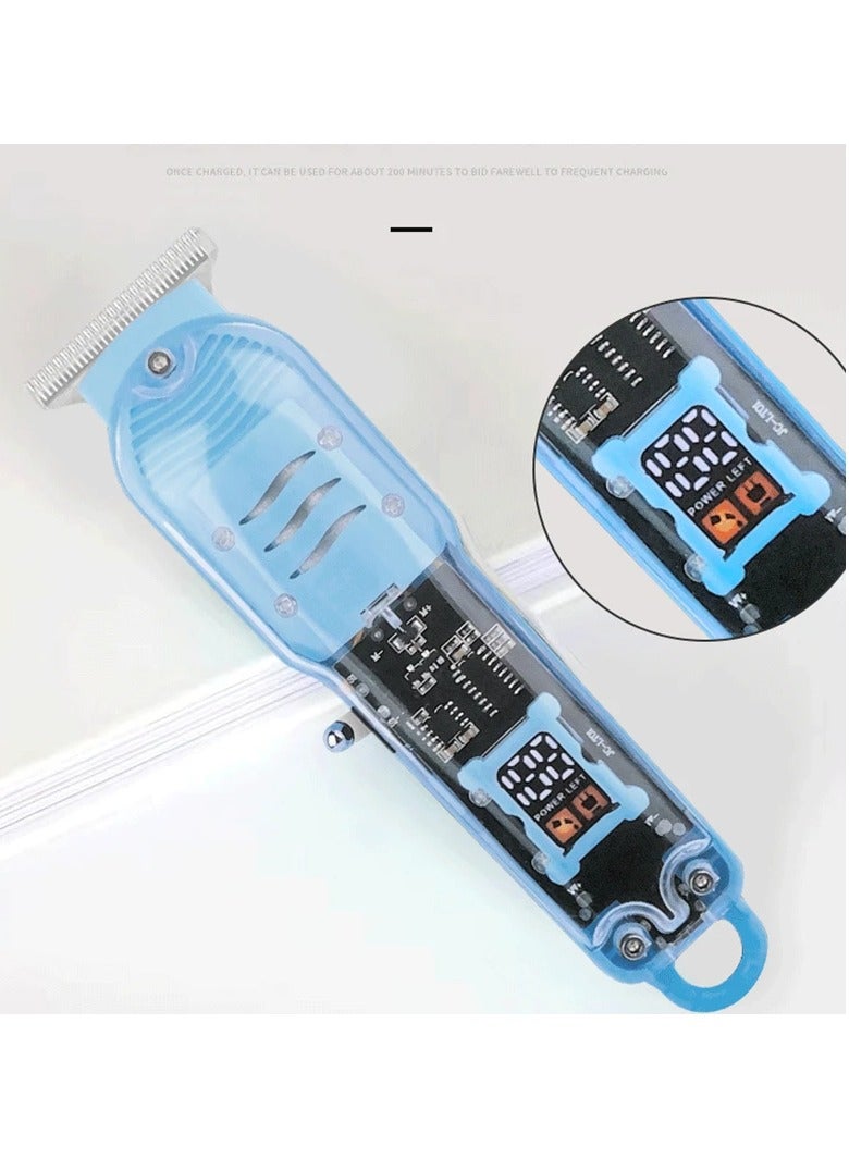 ماكينة تشذيب الشعر واللحية الكهربائية الشفافة القابلة لإعادة الشحن بشاشة رقمية LCD (متعددة الألوان) - Image 1