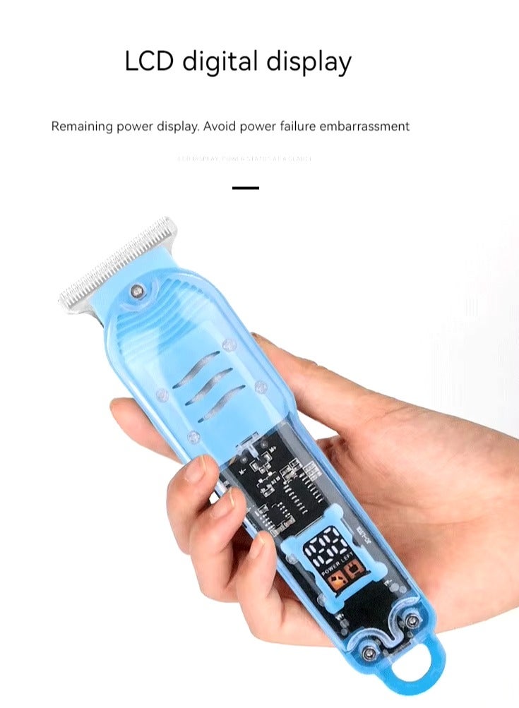 ماكينة تشذيب الشعر واللحية الكهربائية الشفافة القابلة لإعادة الشحن بشاشة رقمية LCD (متعددة الألوان) - Image 3
