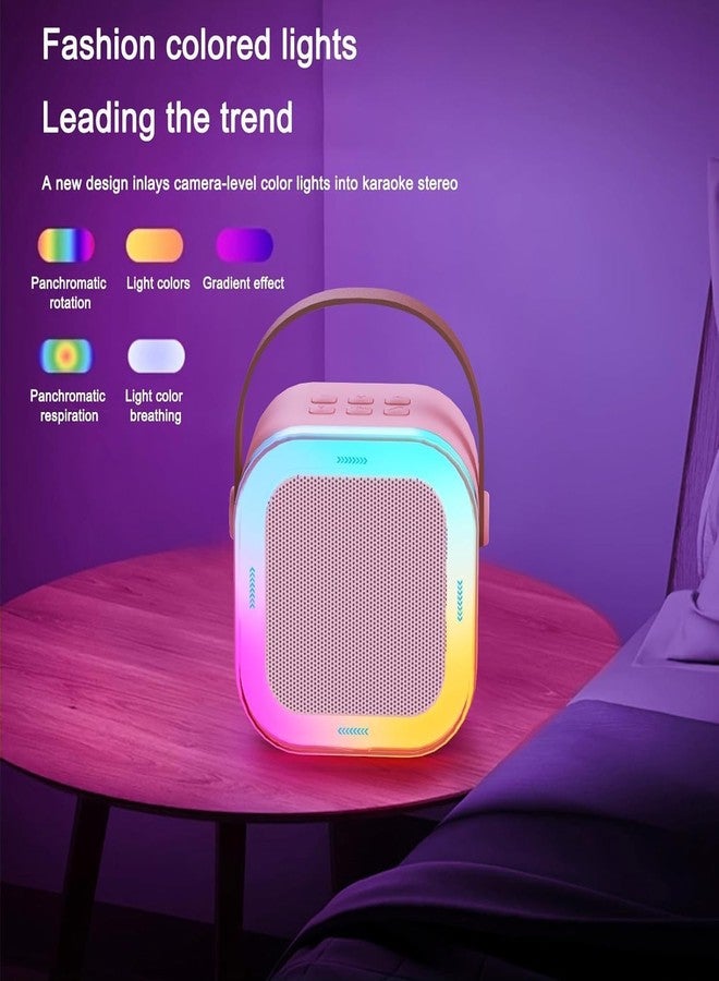 KMJSA ميكروفون كاريوكي قابل لإعادة الشحن من KMJSA مع مكبر صوت للغناء، مكبر صوت بلوتوث لاسلكي صغير محمول مع ميكروفون وإضاءة LED، هدية عيد ميلاد لطيفة للأطفال، ألعاب موسيقية للأولاد والبنات والكبار، لون وردي - Image 3