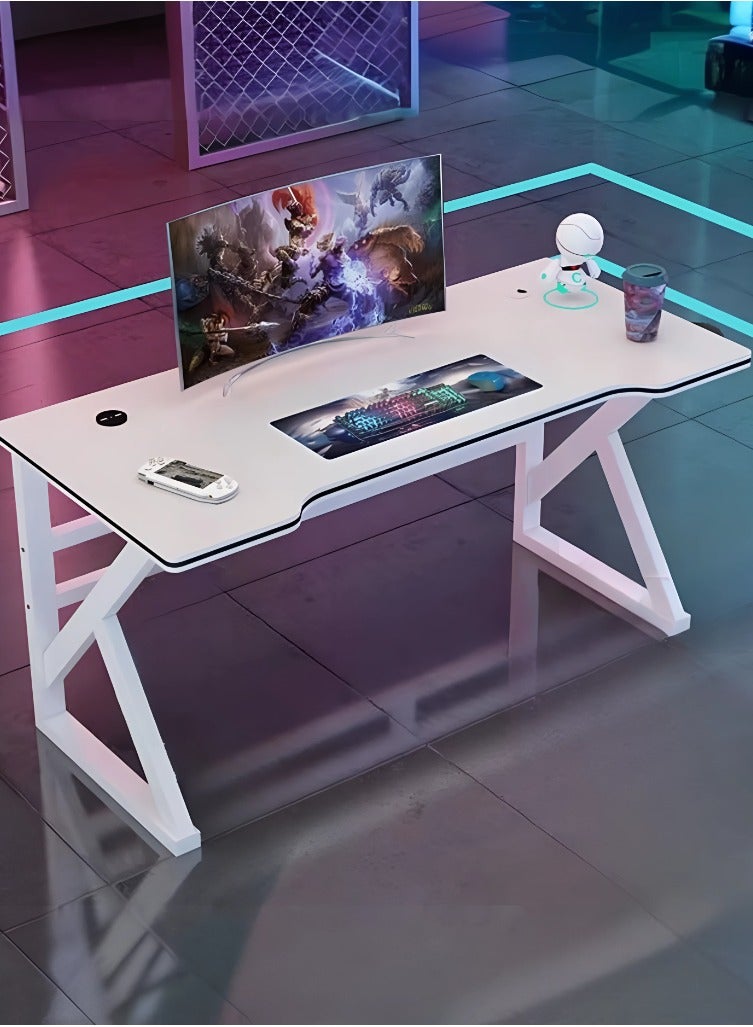 Ergonomic White Gaming Desk 120x60 – Spacious K-Shaped Computer Table for PC, Home Office & Workstation – Durable, Space-Saving & Easy to Assemble