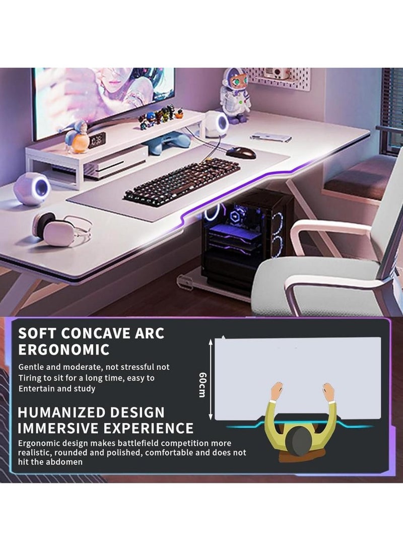 Alissa Ergonomic Large Gaming Desk, Computer Desk, K-Shaped Gaming Table, PC Gaming Workstation Home Office Desks, Space-saving, Easy to Assemble White 120x60x74cm（chair not included）  - Image 3