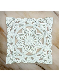 CARVE & CREATE CARVE CREATE Home Floral MDF Wall Decoration Panel Hanging Wood Carving Wall Decoration Panel for Living Room Bedroom Hallway Office 16 X 16Inch Design 2  - Image 1