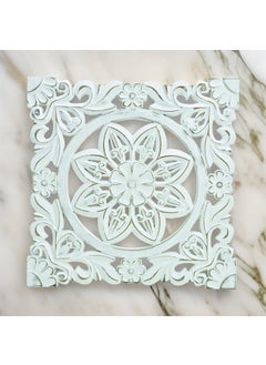CARVE & CREATE CARVE CREATE Home Floral MDF Wall Decoration Panel Hanging Wood Carving Wall Decoration Panel for Living Room Bedroom Hallway Office 16 X 16Inch Design 2  - Image 2