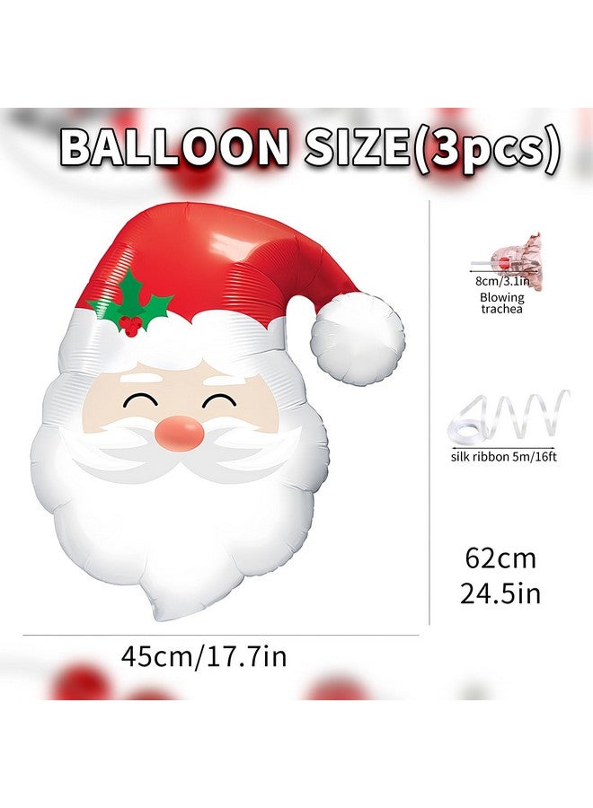 Doneace Santa Claus Balloons Christmas Balloons Santa Claus Head Foil Balloons For New Year Christmas Themed Party Decoration Supplier, Birthday Party Festival Balloons Sets 3Pcs - Image 2