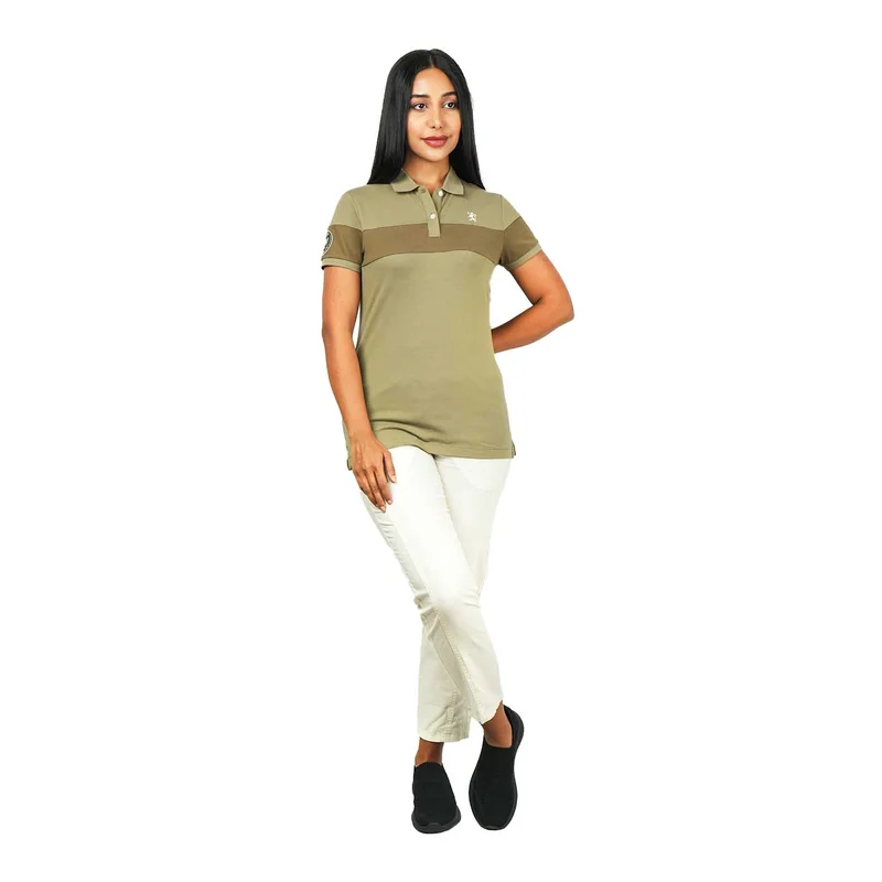 GIORDANO Women's Bold Embroidery Cotton Pique Polo - Slim Fit, Short Sleeve
