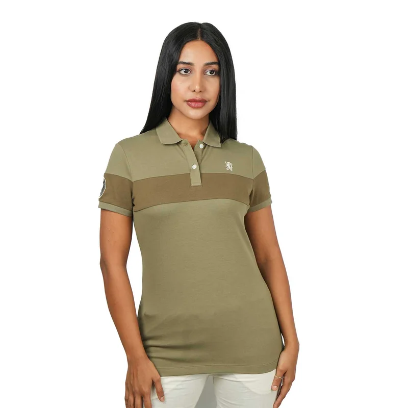 GIORDANO Women's Bold Embroidery Cotton Pique Polo - Slim Fit, Short Sleeve