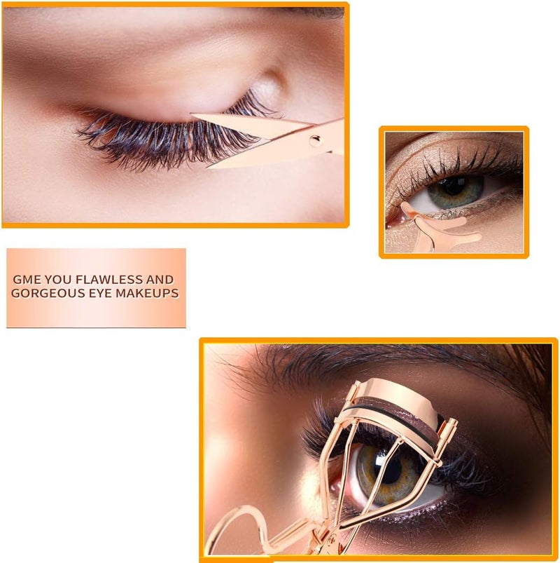 Arroyner 5 Pieces Eyelash Applicator Tool False Eyelashes Applicator Eyebrow Curler Eyebrow Scissors (Rose Golden) - Image 4