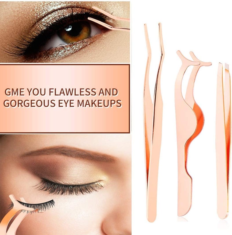 Arroyner 5 Pieces Eyelash Applicator Tool False Eyelashes Applicator Eyebrow Curler Eyebrow Scissors (Rose Golden) - Image 5