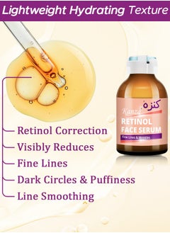 Kanza Retinol Face Serum Anti-Aging Anti-Wrinkle Moisturizer Retinol Serum for Face Eyes & Skin Collagen Face Serum for Fine Lines Dark Circles & Puffiness Moisturizing Hydrating Serum 30ml  - Image 4
