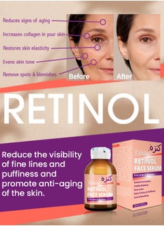 Kanza Retinol Face Serum Anti-Aging Anti-Wrinkle Moisturizer Retinol Serum for Face Eyes & Skin Collagen Face Serum for Fine Lines Dark Circles & Puffiness Moisturizing Hydrating Serum 30ml  - Image 3