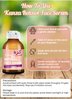 Kanza Retinol Face Serum Anti-Aging Anti-Wrinkle Moisturizer Retinol Serum for Face Eyes & Skin Collagen Face Serum for Fine Lines Dark Circles & Puffiness Moisturizing Hydrating Serum 30ml  - Image 5