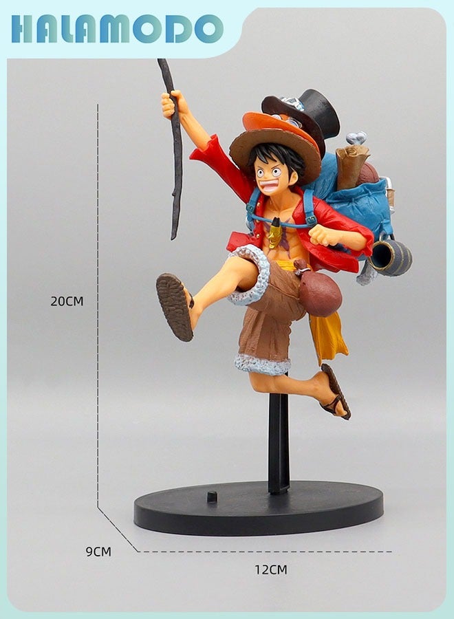 HALAMODO One Piece, Luffy Running with Backpack on the Grand Line, 20 cm Trendy Toy Handmade Model Figure & Desktop Decoration  - Image 1