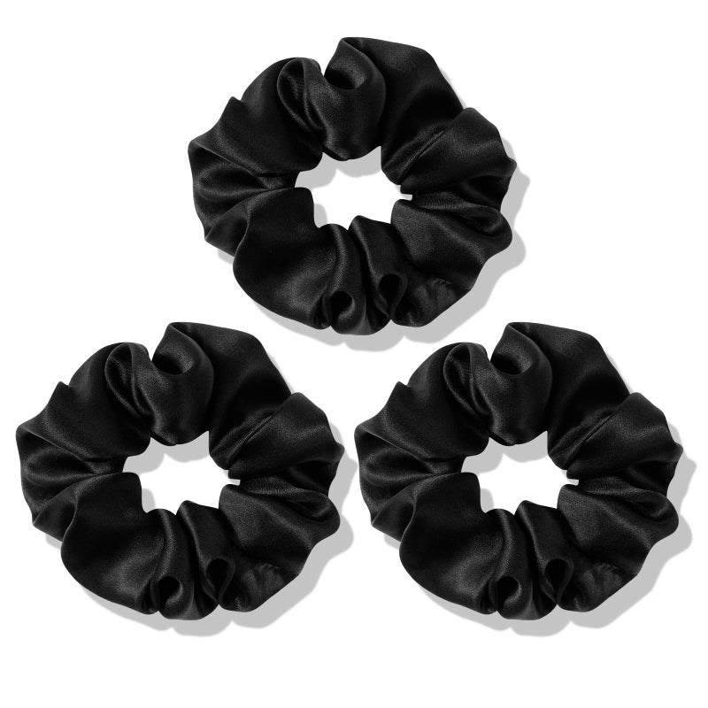 OLESILK 100% Mulberry Silk-Scrunchies for Hair Sleep, Women Grils Silk Hair Ties for Frizz & Breakage Curly Hair, No Damage, Elastics Ponytail Holder, 3 Pack - Image 1