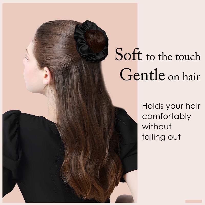 OLESILK 100% Mulberry Silk-Scrunchies for Hair Sleep, Women Grils Silk Hair Ties for Frizz & Breakage Curly Hair, No Damage, Elastics Ponytail Holder, 3 Pack - Image 3