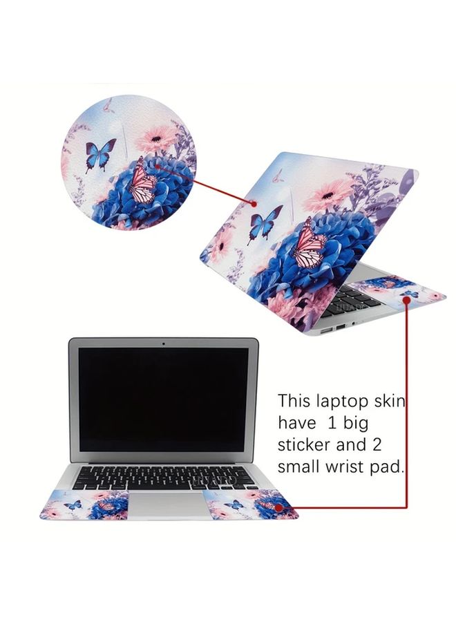 Universal Laptop Skin Decal With Wrist Pad Stickers Size 14 96X10 63 Inch Butterfly Floral Design Easy Apply Remove Bubble Free - Image 2