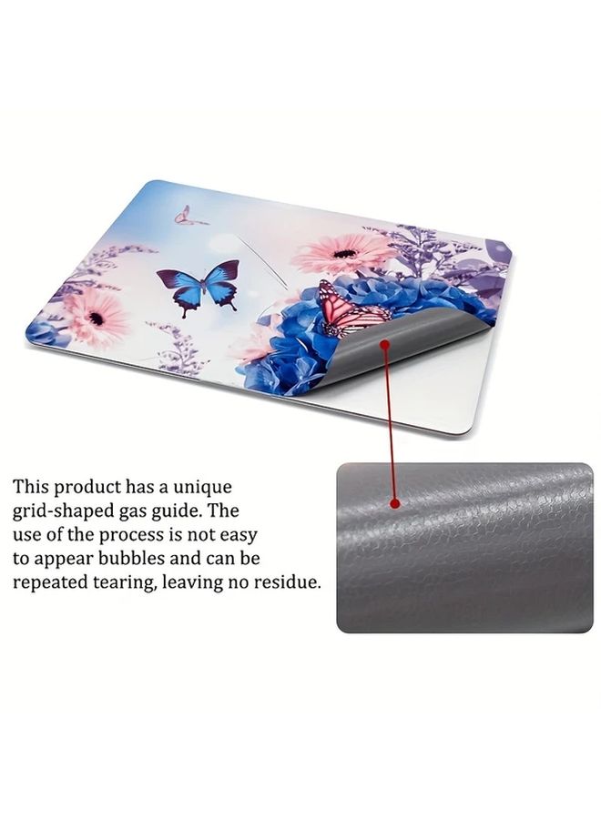 Universal Laptop Skin Decal With Wrist Pad Stickers Size 14 96X10 63 Inch Butterfly Floral Design Easy Apply Remove Bubble Free - Image 3