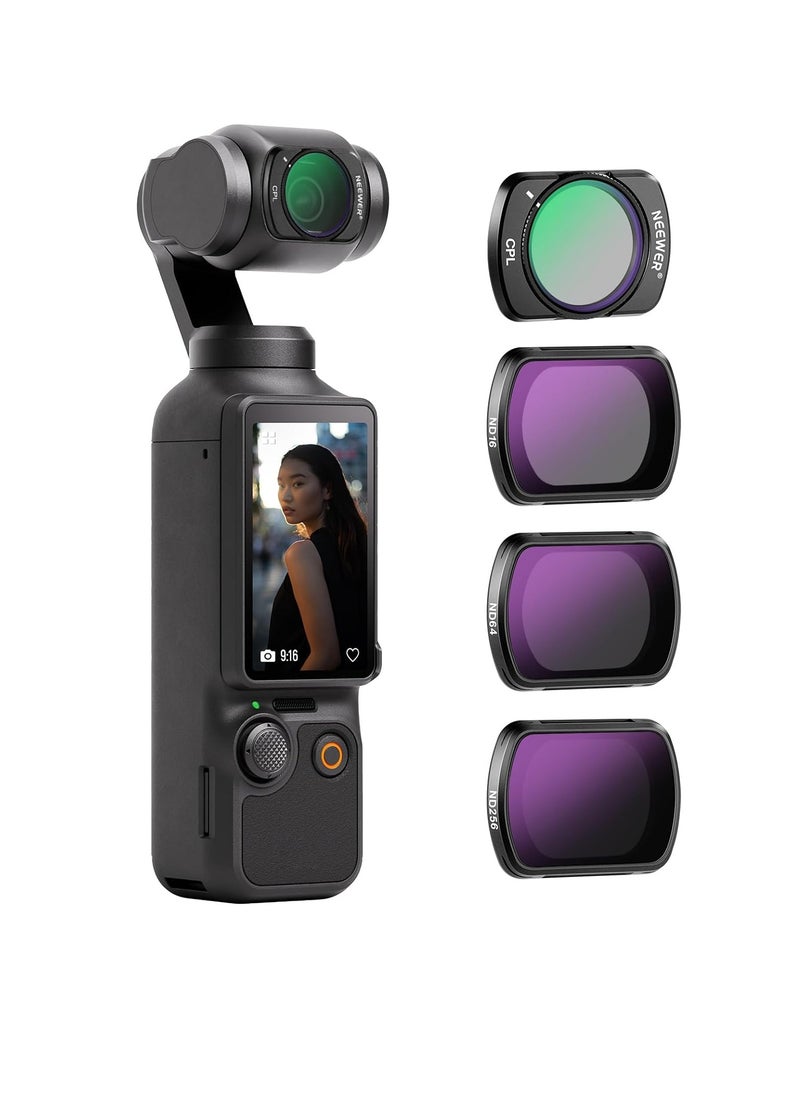 General Magnetic ND&CPL Filter Kit Compatible with DJI OSMO Pocket 3 Creator Combo Accessories, Action Camera 4Pack ND16 ND64 ND256 Neutral Density & Polarizing Filters, HD Optical Glass Aluminum Frame  - Image 1