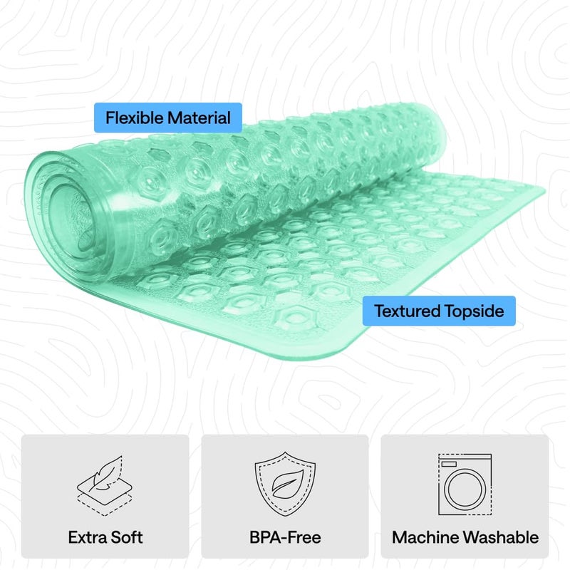 GORILLA GRIP Patented Square Shower Stall Mat, Small Bathtub Floor Mats for Stand Up Showers with Suction Cups and Drainage Holes, Machine Wash, Soft on Feet, Bathroom Accessories 21x21 Inch, Green - Image 4