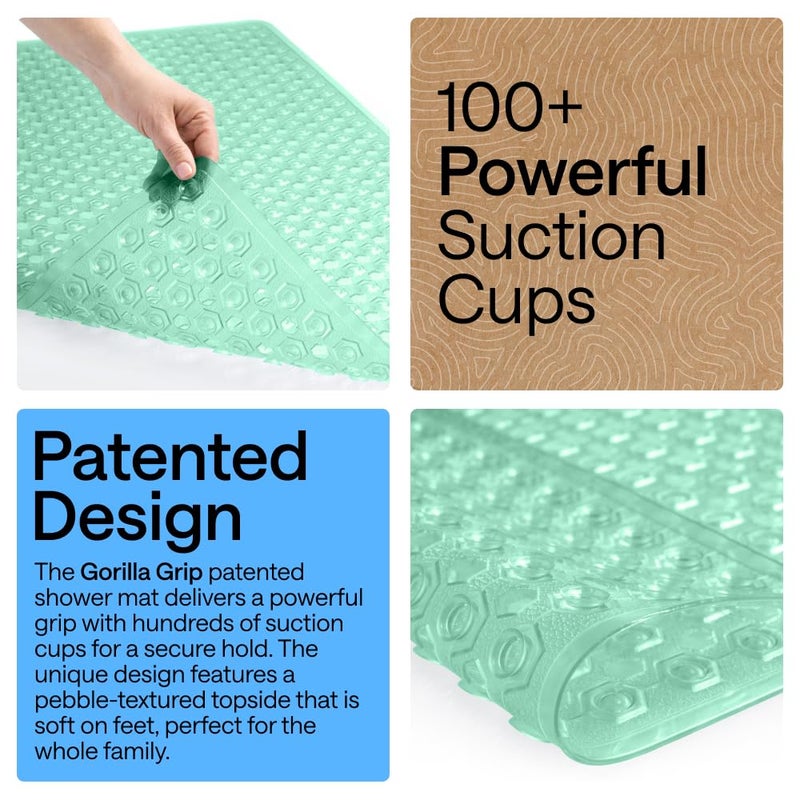 GORILLA GRIP Patented Square Shower Stall Mat, Small Bathtub Floor Mats for Stand Up Showers with Suction Cups and Drainage Holes, Machine Wash, Soft on Feet, Bathroom Accessories 21x21 Inch, Green - Image 3