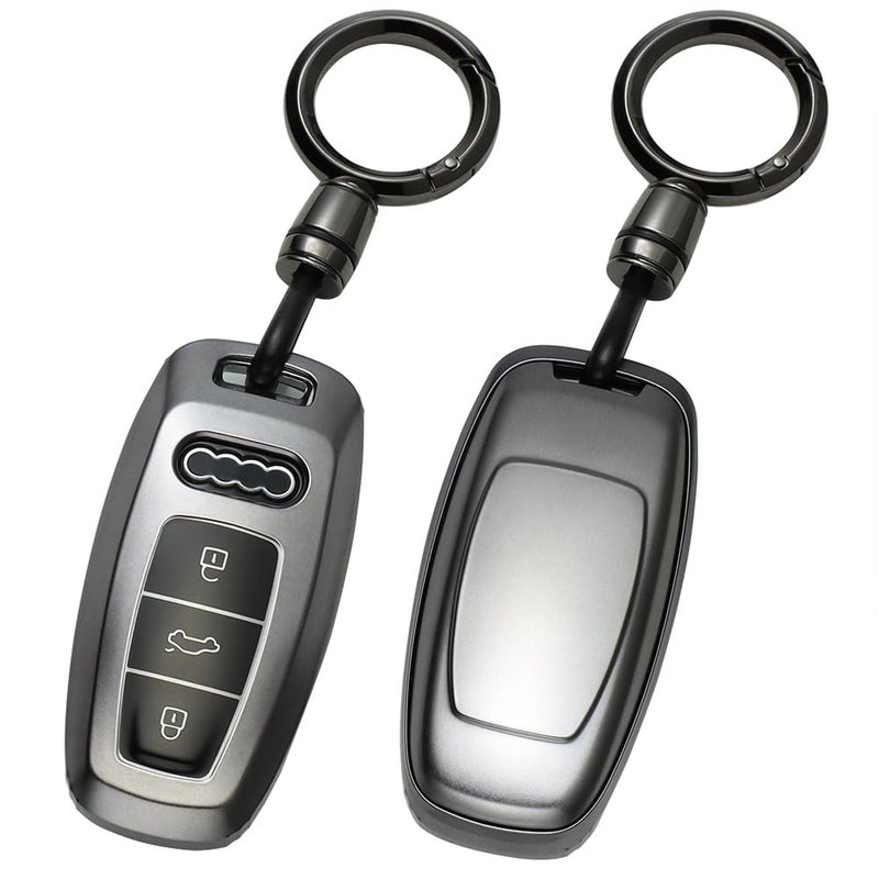 Lcyam Key Fob Cover TPU Protection Case Metallic Gray for Audi Q7 Q8 SQ7 A6L A6 A7 A8 S6 SQ7 RS6 S7 RS7 Car Remote Accessories